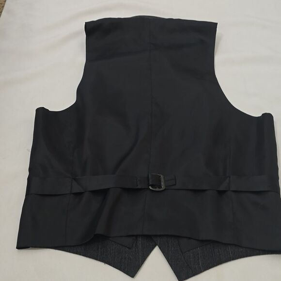 St. De Holt Stylish Black Pinstripe Wool Vest 38 - Picture 5 of 6